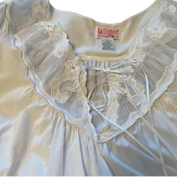 NWOT Vintage %100 Cotton White Nightgown L – Cottagecore Prairie Sleepwear - Picture 7 of 16